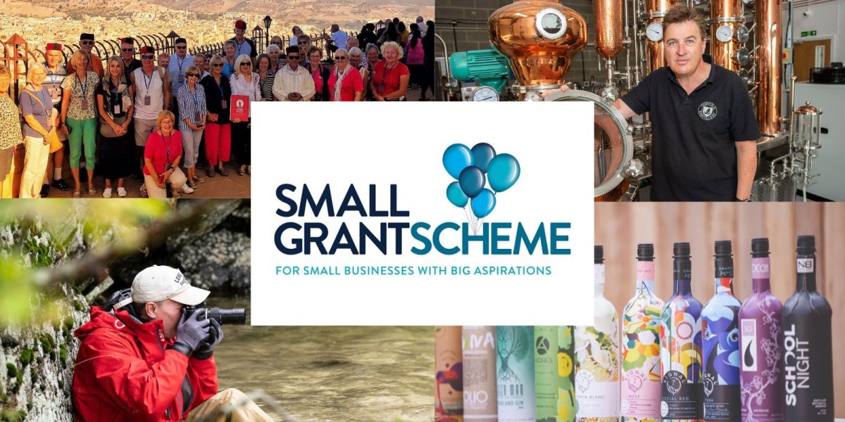 Pictures of four local businesses and the Small Grant Scheme logo