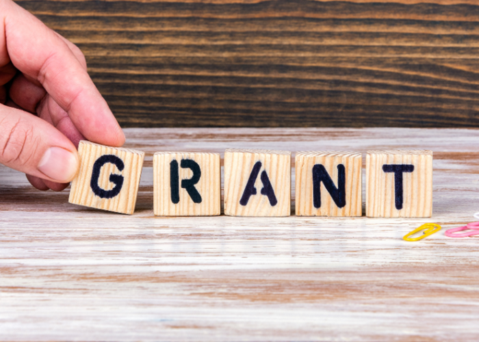 Building blocks spelling out 'grant'