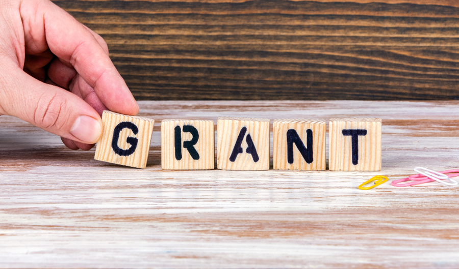 Building blocks spelling out 'grant'