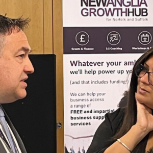 Mark Longman networking at New Anglia Growth Hub event in Ipswich