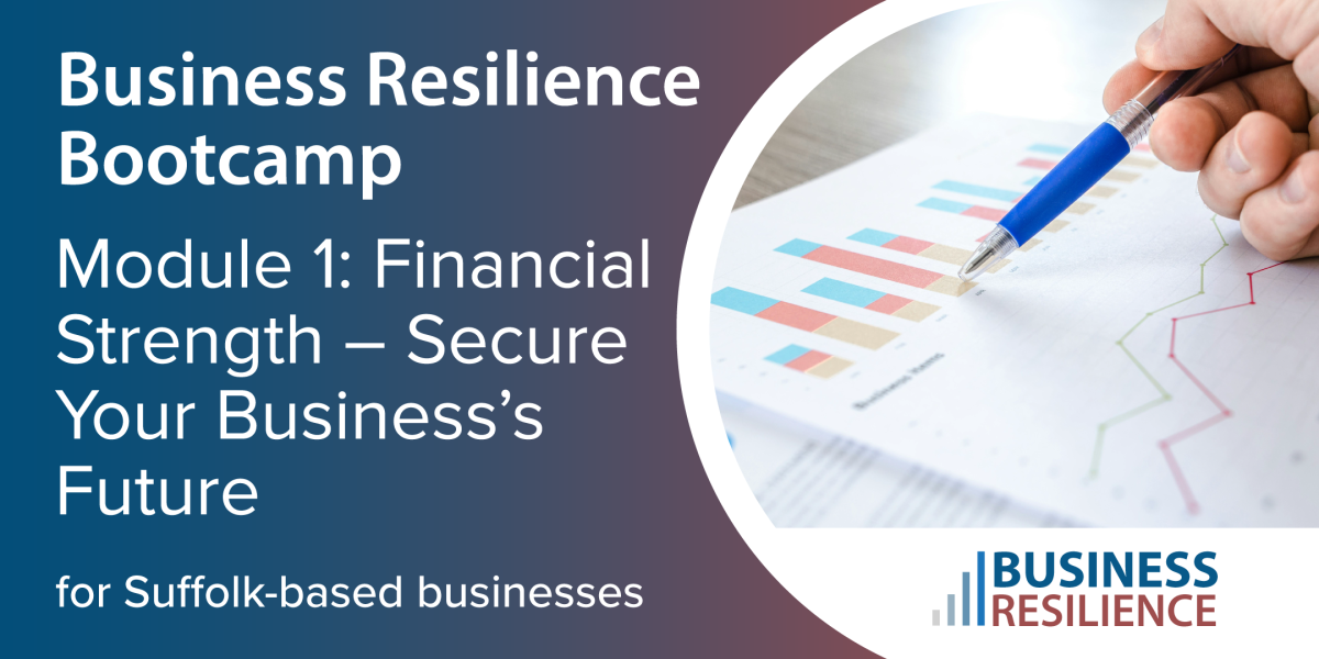 Business resilience module one in suffolk shown on screen with pen and graph