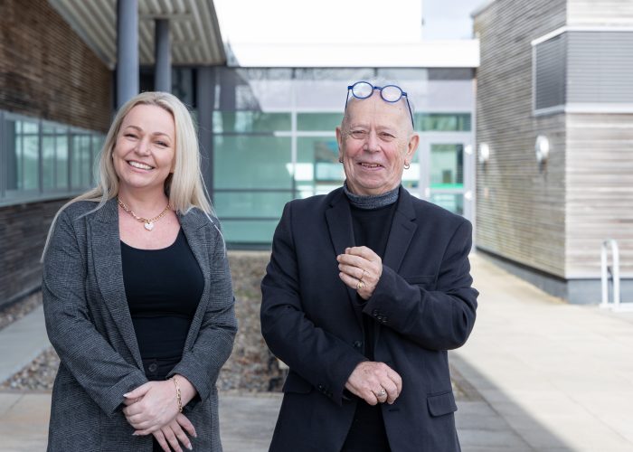Mike Cobb-Pernak and Roxy Seabourne outside in conversation - Credit Lesley van Dijk