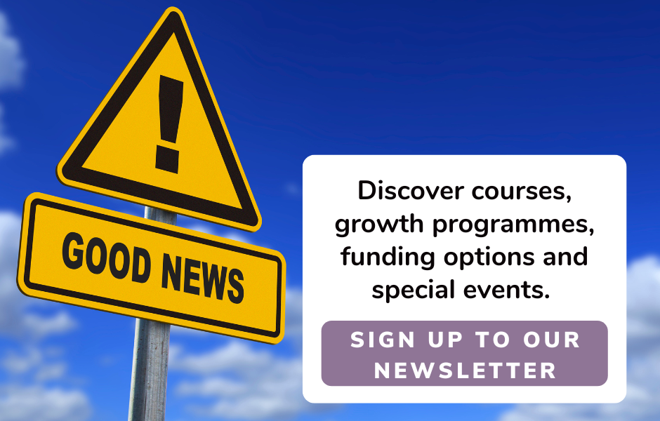 Good news traffic sign with Sign up to our newsletter.