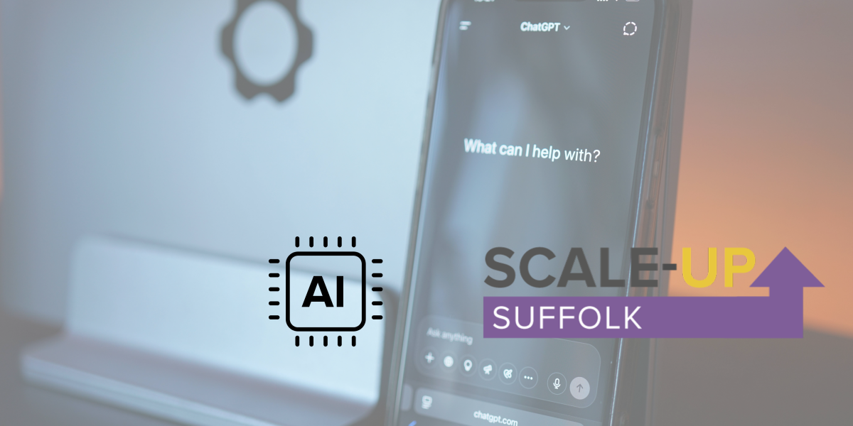 AI icon and smartphone showing AI platform awaiting user prompt to be written.