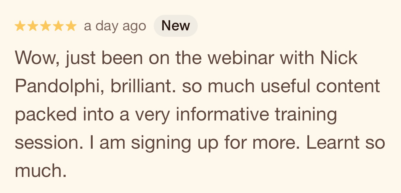 Five star feedback for the most recent workshop from the Suffolk team
