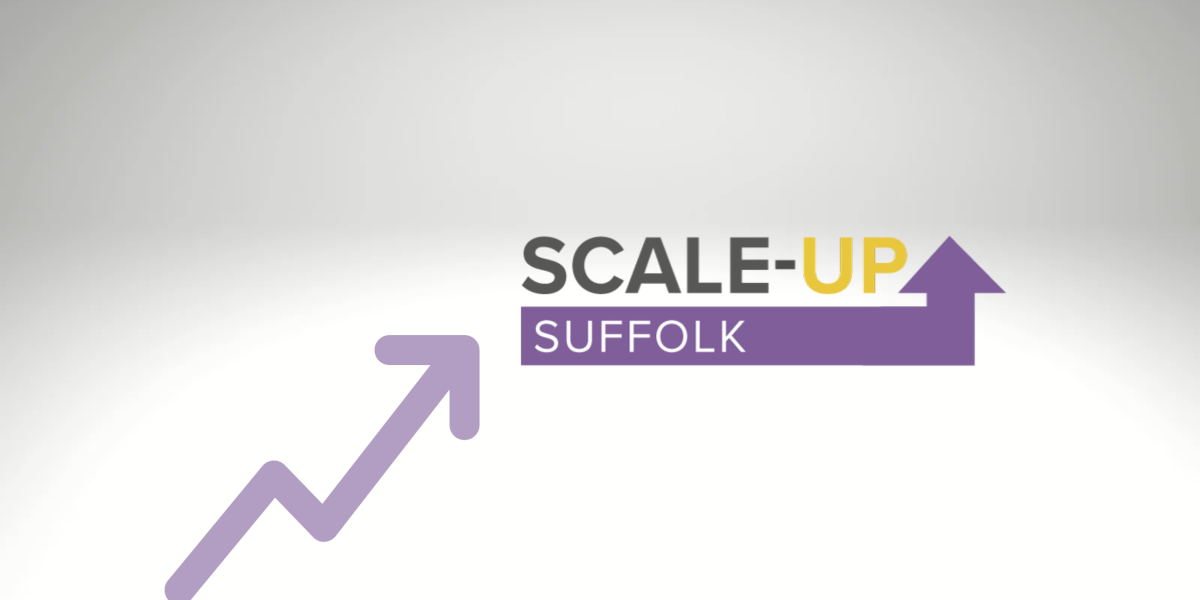 Scale up Suffolk logo shown with an upward pointing arrow