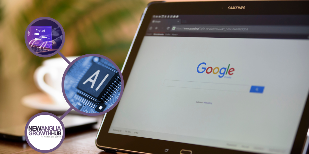 Laptop open with Google screen shown