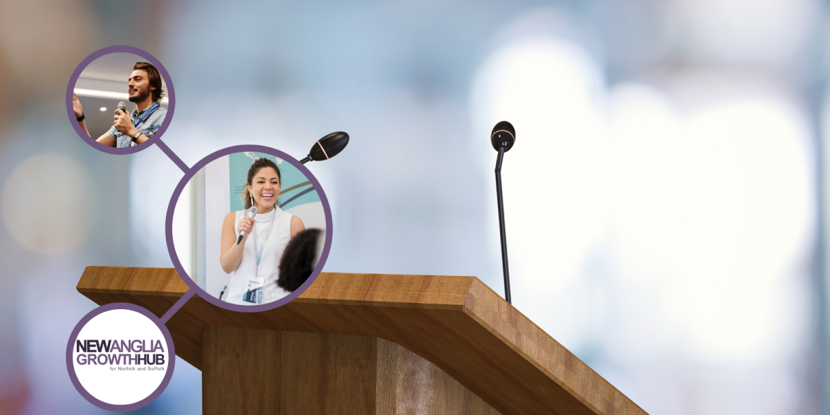 Lectern with two microphones