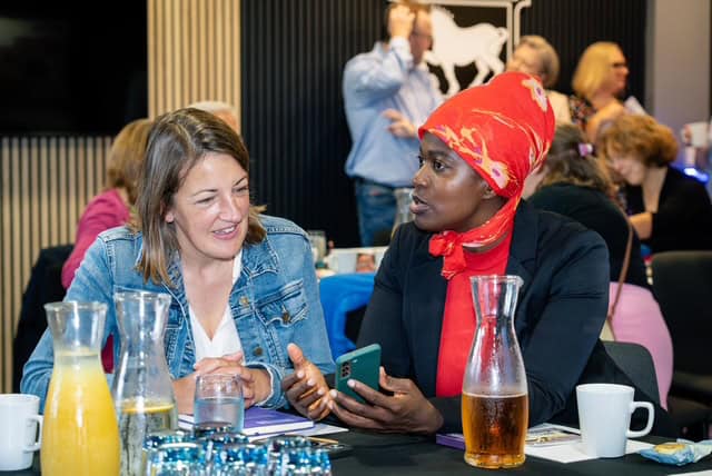 People talking at Ipswich event for the Growth HUb