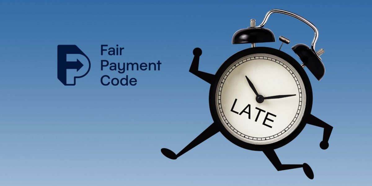 Late Payment Code logo shown with a clock and the term 'Late' shown