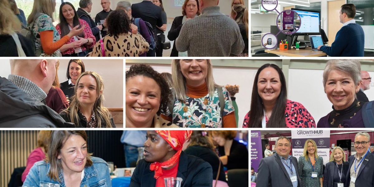 images of people networking at events in Suffolk with the growth hub