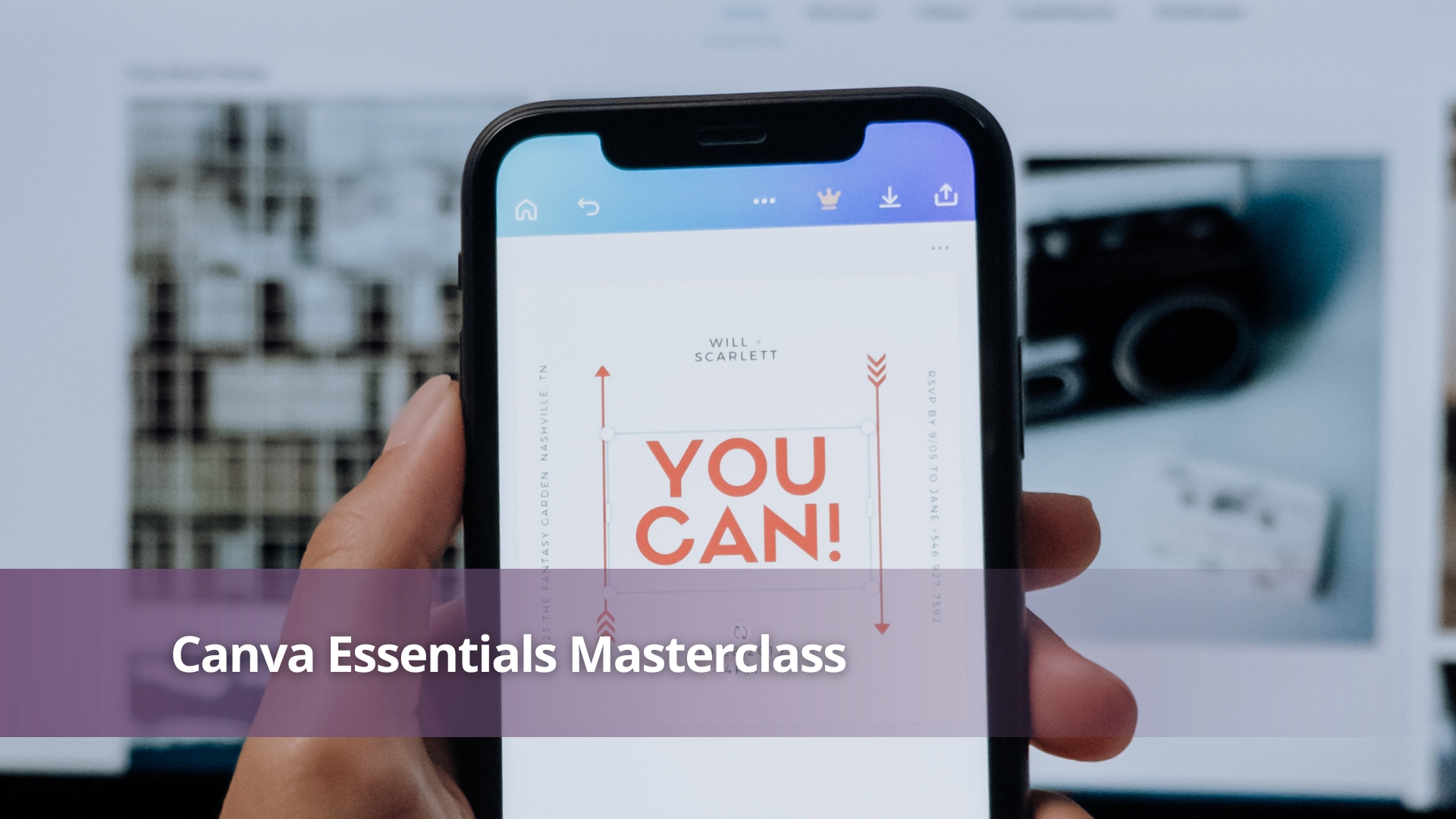 Business professional designing marketing content in Canva during a Canva Essentials Masterclass for SMEs.